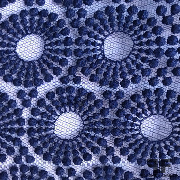 Geometric Embroidered Tulle - Blue