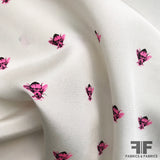 Graphic Bumble Bee Printed Crepe De Chine - Pink/White