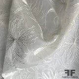 Floral Embroidered Silk Organza - White