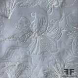 Floral Embroidered Silk Organza - White