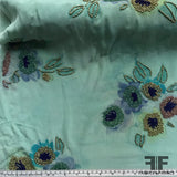 Floral Beaded Silk Georgette - Blue - Fabrics & Fabrics NY