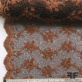 Couture Floral Beaded Netting - Black/Copper - Fabrics & Fabrics NY