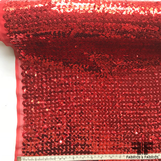 Sequined Chiffon - Red - Fabrics & Fabrics