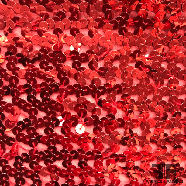 Red Sequined Chiffon - Fabrics & Fabrics