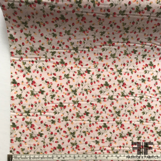 Strawberry Printed Cotton - Pink/Green/Red/Yellow