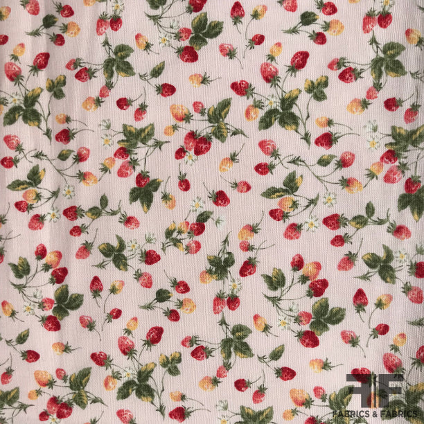 Strawberry Printed Cotton - Pink/Green/Red/Yellow