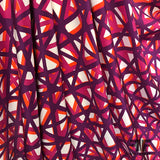 Intersecting Lines Geometric Printed Silk Crepe de Chine - Purple/Orange