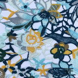 Multicolor Floral Guipure Lace - Blue/Yellow - Fabrics & Fabrics