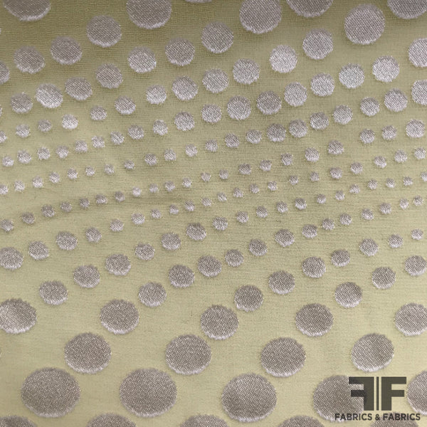 Wavy Polka Dot Fil Coupé Yellow/White Fabrics & Fabrics