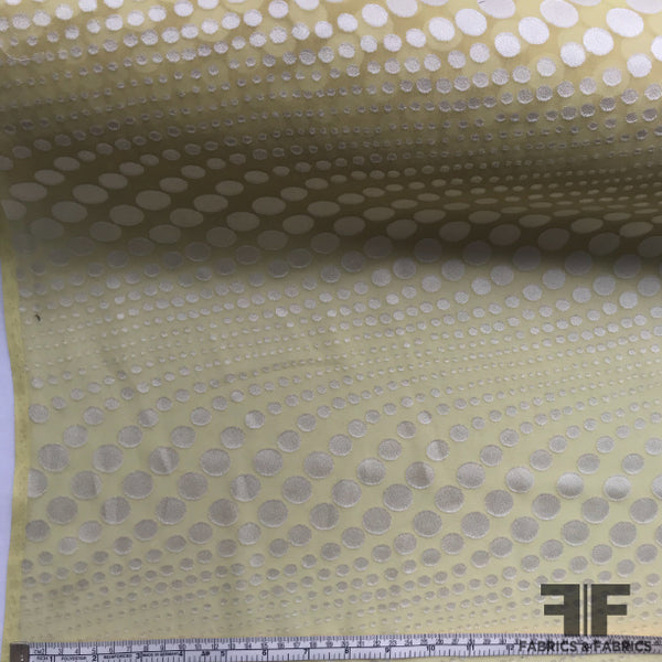 Wavy Polka Dot Fil Coupé Yellow/White Fabrics & Fabrics