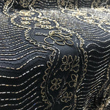 Floral/Scalloped Hand-Beaded Lace - Black/Gold