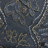 Floral/Scalloped Hand-Beaded Lace - Black/Gold