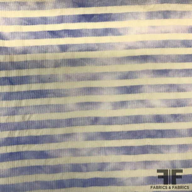 Horizontal Striped Ribbed Knit - Distressed Purple/White - Fabrics ...