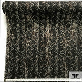 Chevron Printed Silk Twill - Black/Brown - Fabrics & Fabrics NY