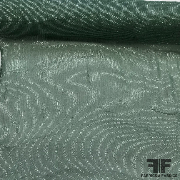 Metallic Pinstripe Silk Chiffon - Green/Silver