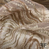 Metallic Embroidered Tulle with Sequin - Beige/Gold - Fabrics & Fabrics