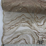 Metallic Embroidered Tulle with Sequin - Beige/Gold - Fabrics & Fabrics