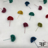 Embroidered Confetti Silk Georgette - White/Multicolor - Fabrics & Fabrics NY