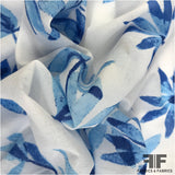 Leaf Printed Cotton - White/Blue