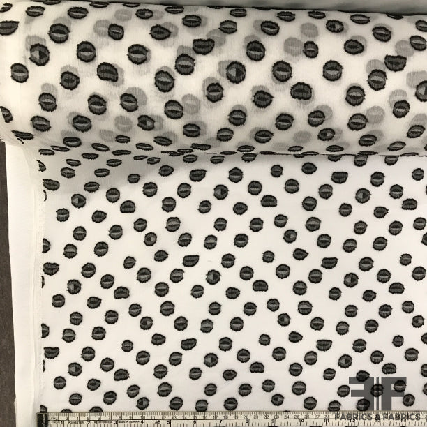 Abstract Polka Dot Burnout Chiffon - Black/White - Fabrics & Fabrics NY
