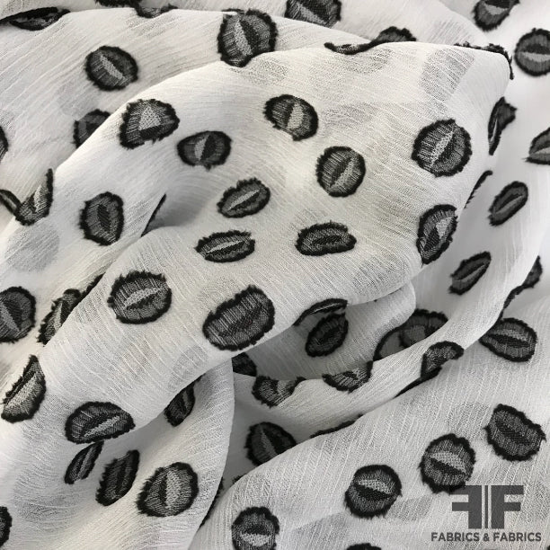 Abstract Polka Dot Burnout Chiffon - Black/White - Fabrics & Fabrics NY