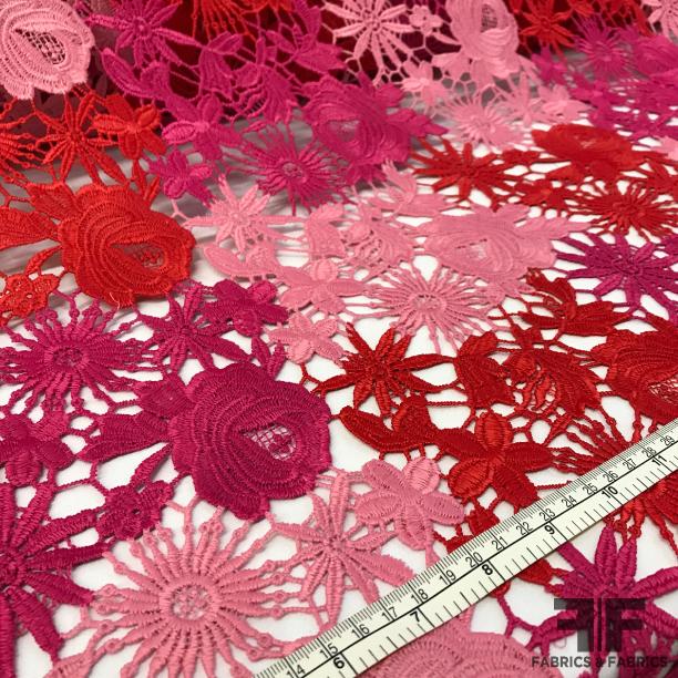 Floral Guipure Lace - Pink/Red/Magenta
