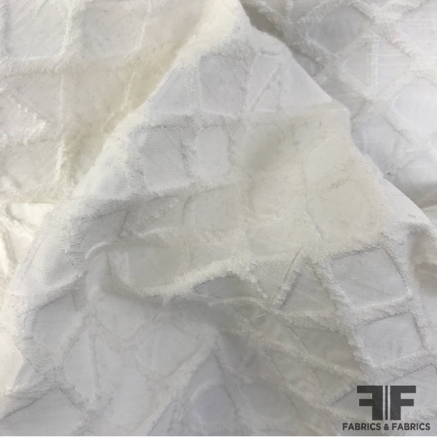 Geometric Jacquard Cotton - White