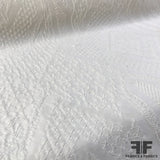 Italian Intricately Woven Cotton Brocade - White