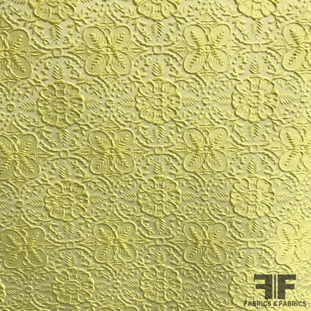Italian Floral Motif Brocade - Yellow - Fabrics & Fabrics