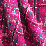 Italian Plaid Wool Tweed - Pink/Blue