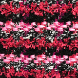 Striped Abstract Wool Tweed - Pink/Black
