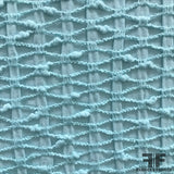 Textured Geometric Embroidered Cotton - Aqua