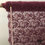 Floral Hand Beaded Chantilly Lace - Maroon - Fabrics & Fabrics