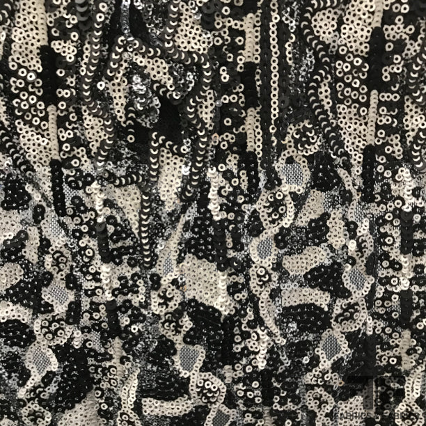 Abstract Sequins - Silver/Black - Fabrics & Fabrics NY