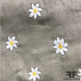 Italian Daisy Embroidered Cotton Corduroy - Beige