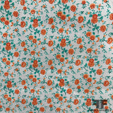 Floral Pop Printed Cotton - Orange/White