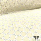 Geometric Embroidered Cotton Eyelet - Yellow/White