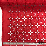 Geometric Cotton Eyelet - Red - Fabrics & Fabrics
