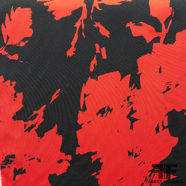 Italian Abstract Textured Brocade - Black/Red
