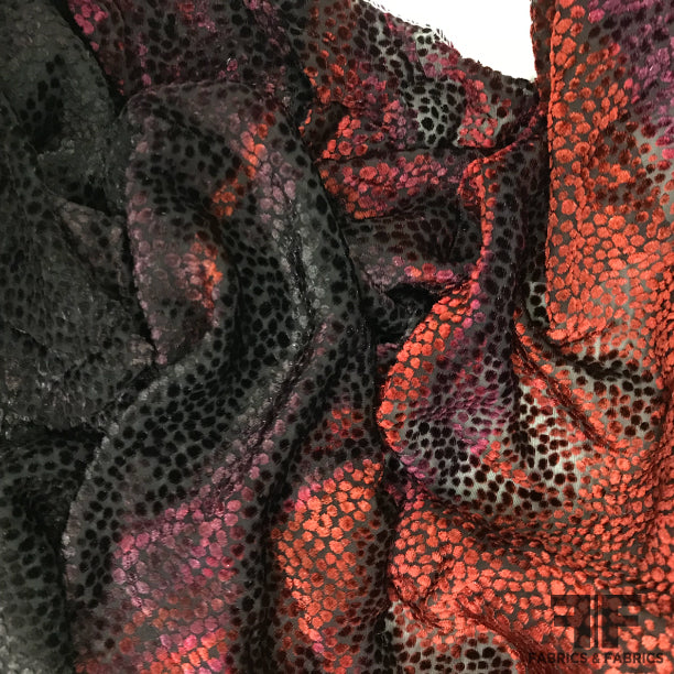 Italian Dot Ombré Burnout Velvet - Orange/Red/Black - Fabrics & Fabrics