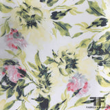 Floral Printed Silk Chiffon - Green/White/Pink - Fabrics & Fabrics