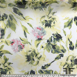 Floral Printed Silk Chiffon - Green/White/Pink - Fabrics & Fabrics