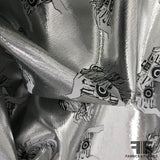Girl with Camera Metallic Brocade - Silver/White - Fabrics & Fabrics