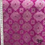 Geometric Metallic Brocade - Pink/Silver