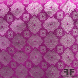 Geometric Metallic Brocade - Pink/Silver