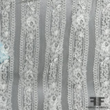 French Stripe Flower Chantilly Lace - Ivory - Fabrics & Fabrics