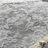 French Floral Chantilly Lace - Ivory/Silver - Fabrics & Fabrics
