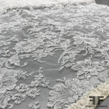 French Floral Chantilly Lace - Ivory/Silver - Fabrics & Fabrics