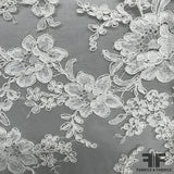 French Delicate Floral Alencon Lace - Ivory - Fabrics & Fabrics