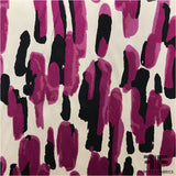 Brush Stroke Printed Silk Charmeuse - Pink/Black/White - Fabrics & Fabrics NY